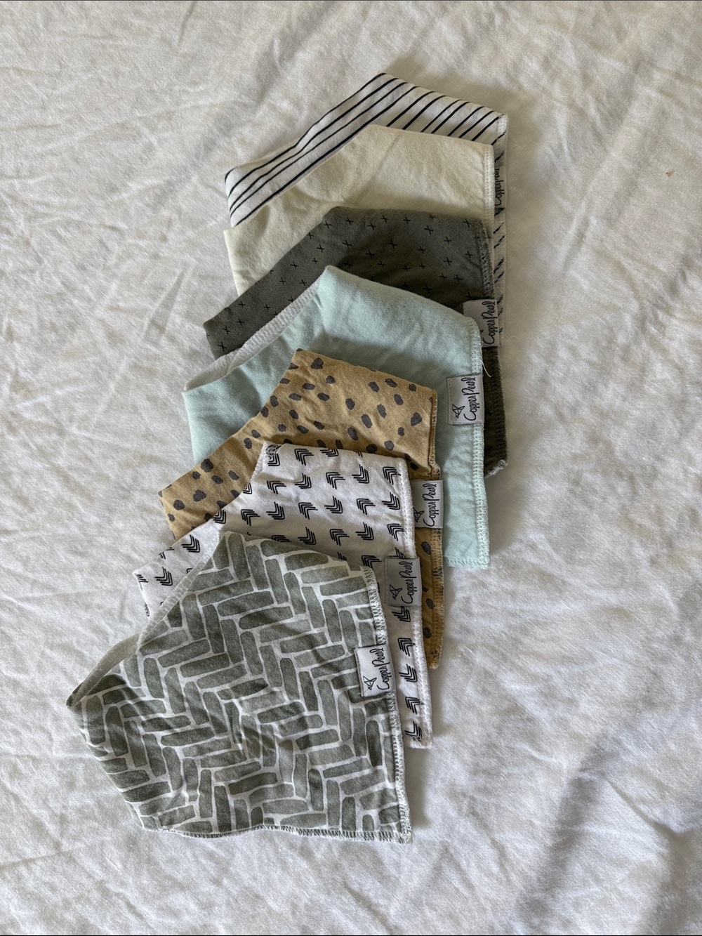 Organic Cotton Kids Bandana Bibs - Neutral Mix set of 7